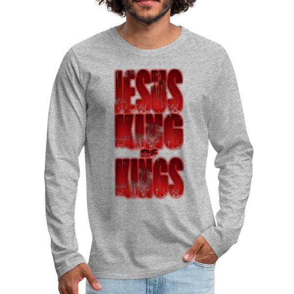 King Of Kings Men's Premium Long Sleeve T-Shirt - heather gray