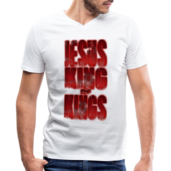 King Of Kings Bella + Canvas Men's V-Neck T-Shirt - white