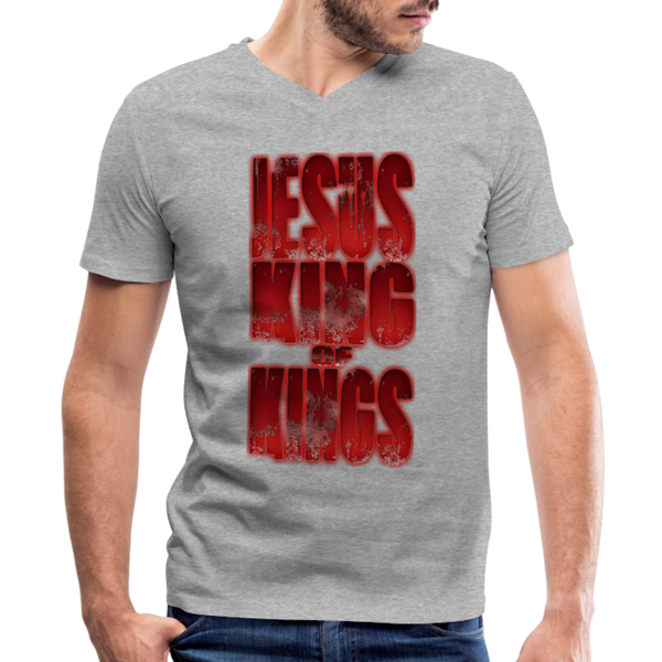 King Of Kings Bella + Canvas Men's V-Neck T-Shirt - heather gray