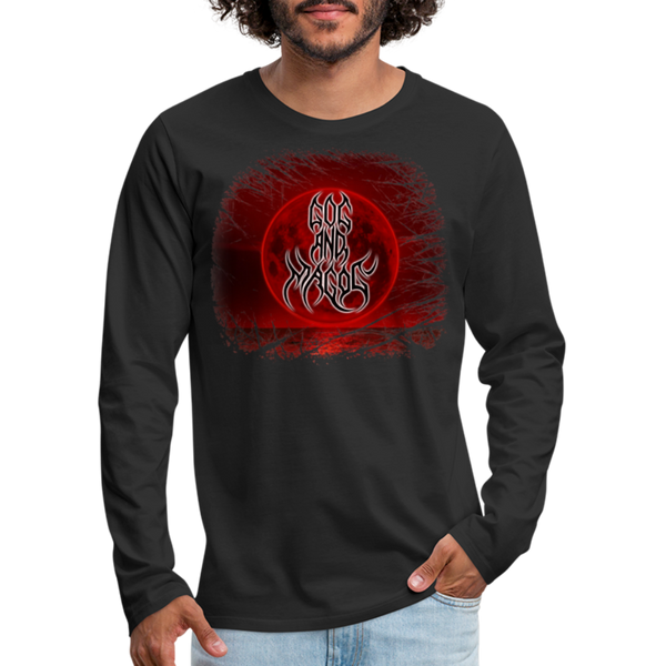 GAM Blood Moon Sleeve Print Dark Men's Premium Long Sleeve T-Shirt - black