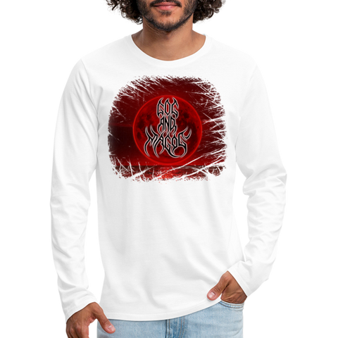 GAM Blood Moon Sleeve Print White Men's Premium Long Sleeve T-Shirt - white