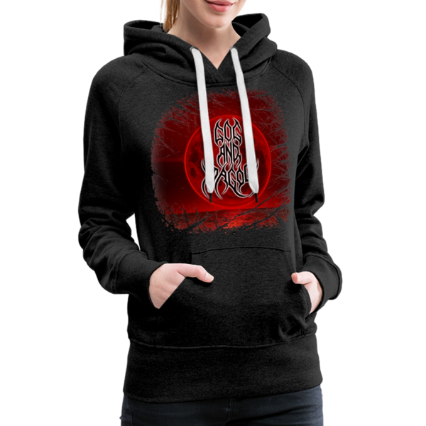 GAM Blood Moon Sleeve Print Dark Women’s Premium Hoodie - charcoal grey