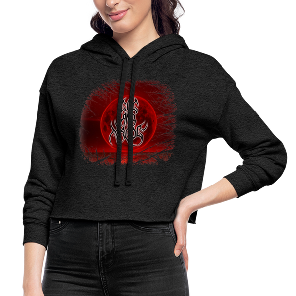 GAM Blood Moon Sleeve Print Dark Women's Cropped Hoodie - deep heather