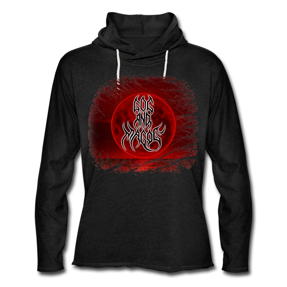 GAM Blood Moon Hood Print Dark Unisex Lightweight Terry Hoodie - charcoal grey