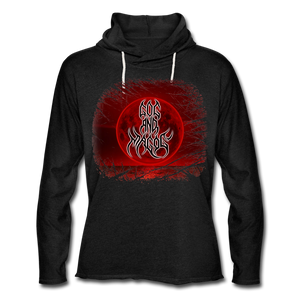 GAM Blood Moon Hood Print Dark Unisex Lightweight Terry Hoodie - charcoal grey