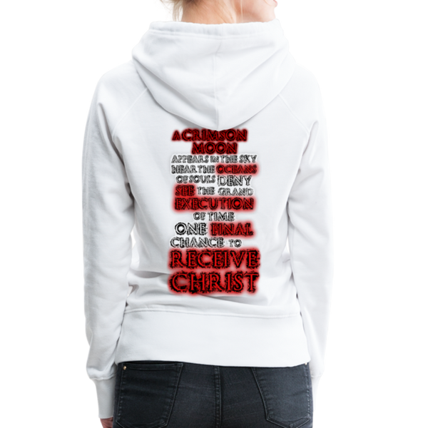 GAM Blood Moon Sleeve Print White Women’s Premium Hoodie - white