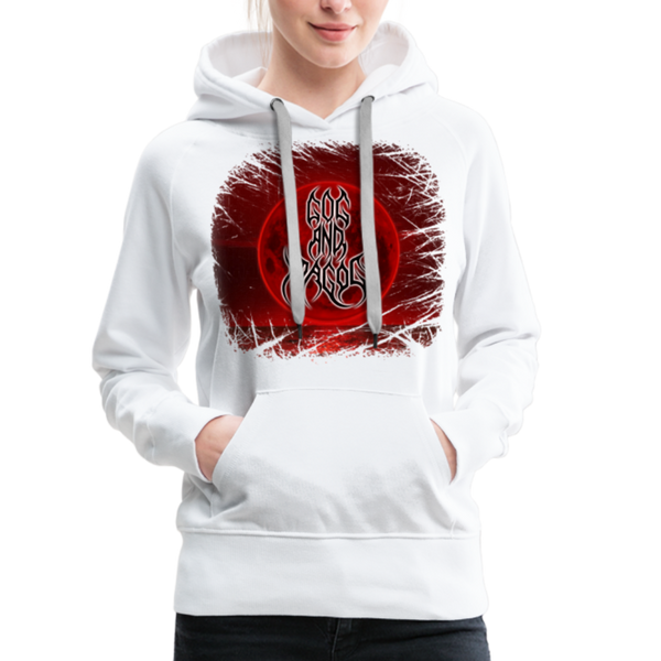 GAM Blood Moon Sleeve Print White Women’s Premium Hoodie - white