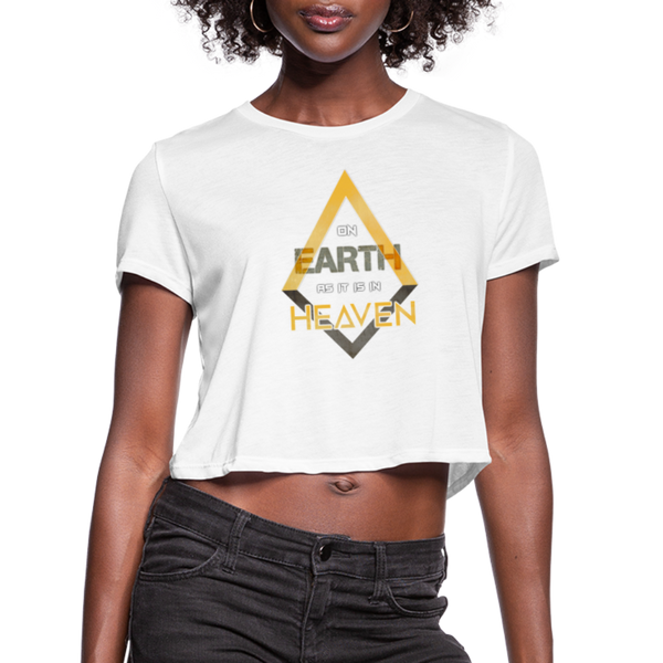 On Earth As It Is In Heaven Women's Cropped T-Shirt - white