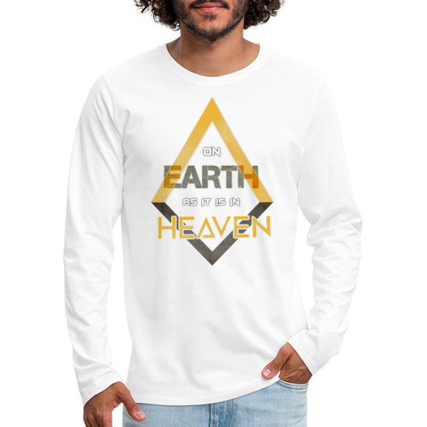On Earth As It Is In Heaven Sleeve Print Men's Premium Long Sleeve T-Shirt - white