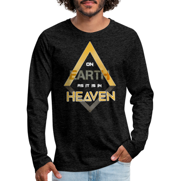 On Earth As It Is In Heaven Sleeve Print Men's Premium Long Sleeve T-Shirt - charcoal grey