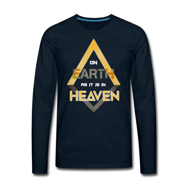 On Earth As It Is In Heaven Sleeve Print Men's Premium Long Sleeve T-Shirt - deep navy