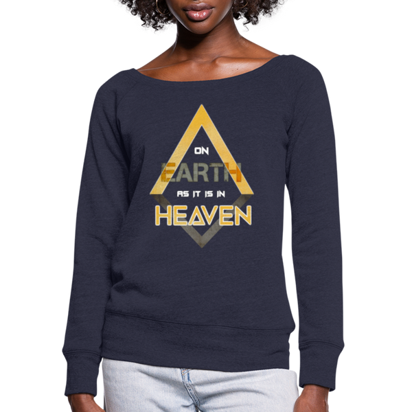On Earth As It Is In Heaven Women's Bella + Canvas Wideneck Sweatshirt - melange navy