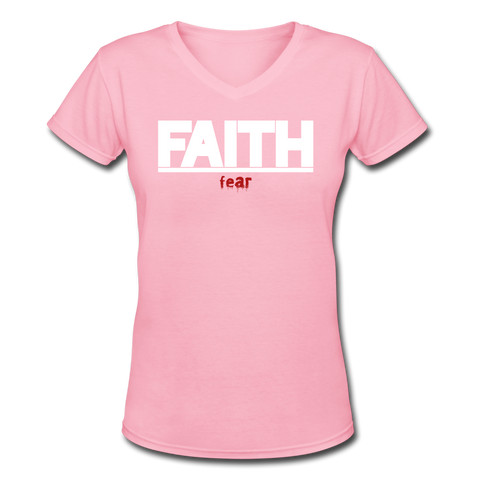 Faith Over fear Women's V-Neck - pink
