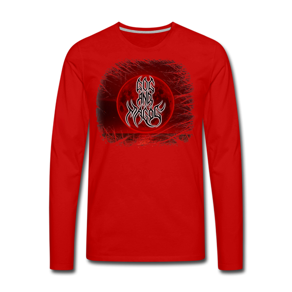 GAM Blood Moon Sleeve Print Red Men's Premium Long Sleeve T-Shirt - red